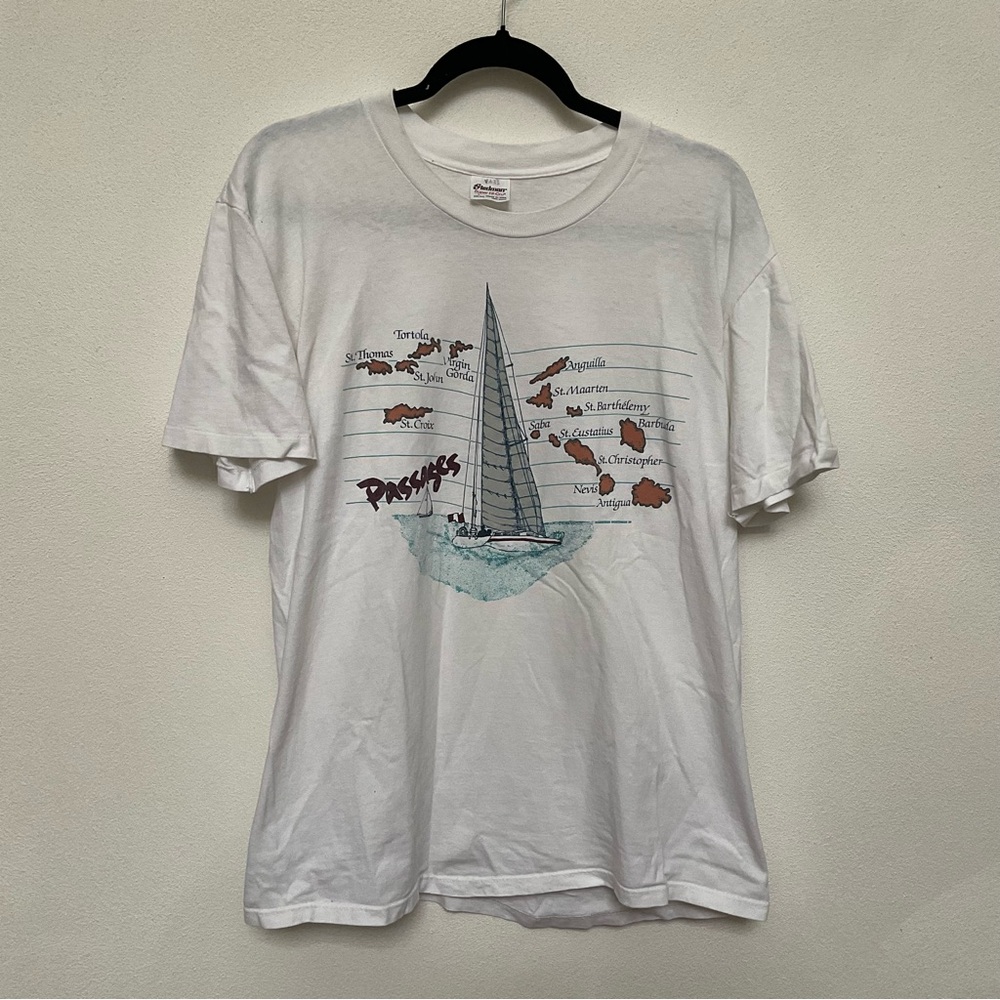 Stedman Super High Cru White Passages Island Vintage T-Shirt Size Large